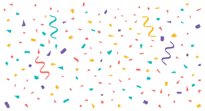 Colorful confetti and streamers background vector illustration