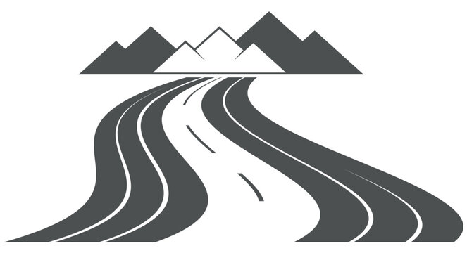 Mountain road landscape with curved highway nature travel vector illustration