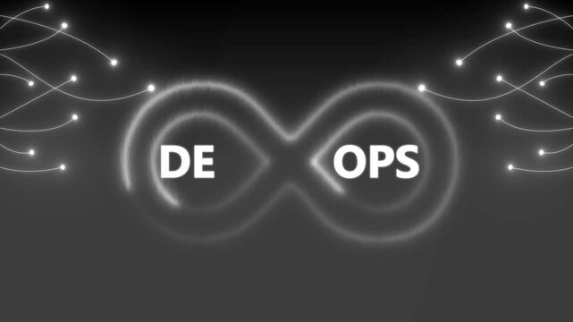 DevOps Businessman data exchanges enabling seamless connection on city background, continuous integration, agile processes, infrastructure automation, on transparent concept.