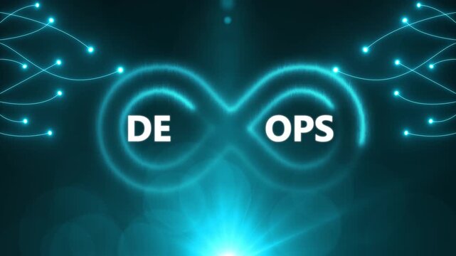 DevOps Businessman data exchanges enabling seamless lighting connection on city background, continuous integration, agile processes, infrastructure automation, on transparent concept.