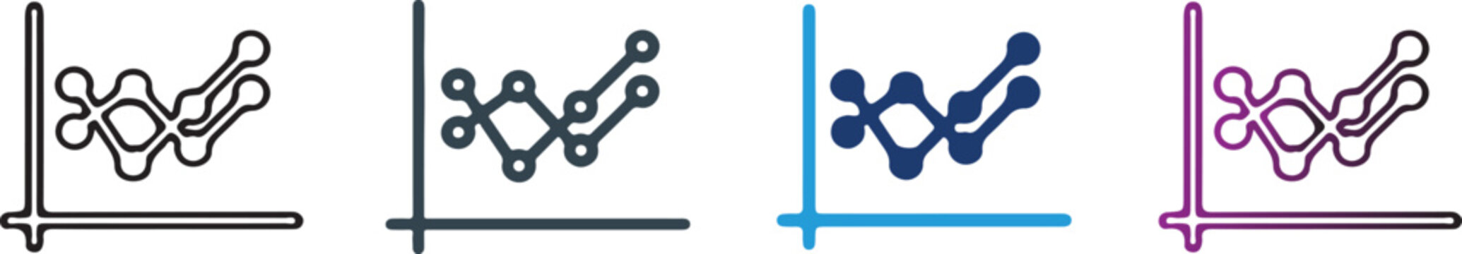 Abstract vector line graph icon set with nodes and connections, professional data visualization chart elements for financial analytics and business infographics.