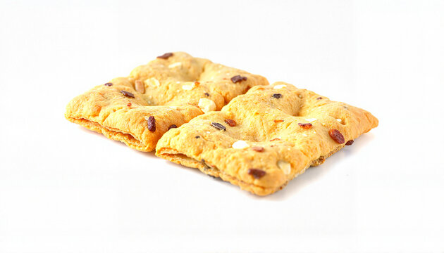 Savory cracker with nuts and seeds on white background  