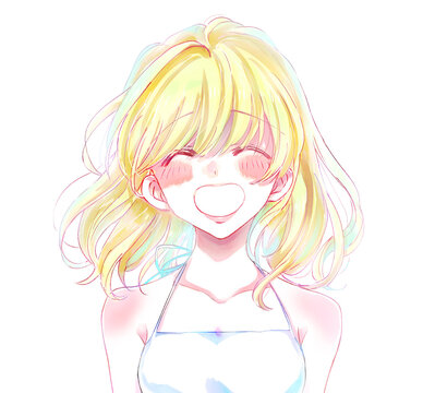 笑顔の夏の女性　金髪