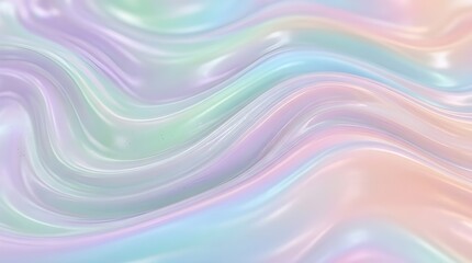 Obraz premium Soft iridescent fluid gradient with smooth abstract waves in pastel colors, creating a modern and dreamy background ideal for design projects, digital art, and aesthetic visual compositions.