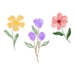 Fototapeta premium Watercolor flower and leaves illustration