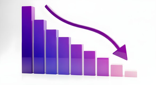 Declining trend a visual representation of downward progression and negative growth