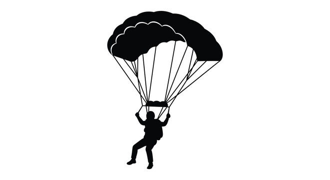 parachutist silhouette with parachute and backpack silhouette high quality professional detailed modern elegant stylish clean crisp vibrant colorful digital creative innovative