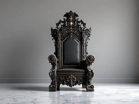 Ornate black throne chair royal seat luxury symbol