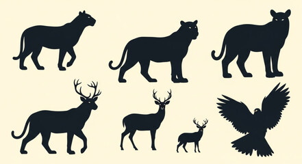 Collection of Silhouettes of Wild Animals and Birds. © Astagfir