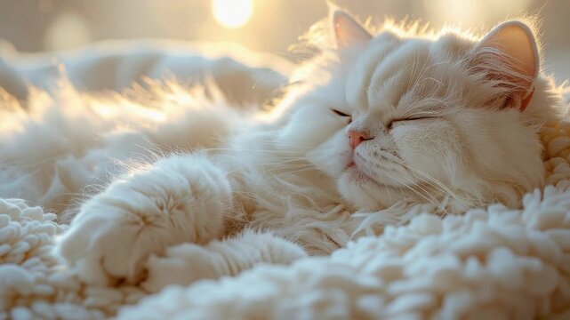 Fluffy Persian Cat Paws Slowly Kneading Soft Plush Blanket ASMR Seamless Loop