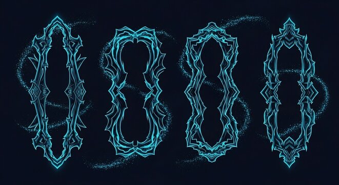 Glowing blue neon fractal patterns.