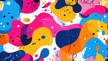 Fototapeta premium Vibrant Abstract Organic Shapes Pattern with Splatter Effect.