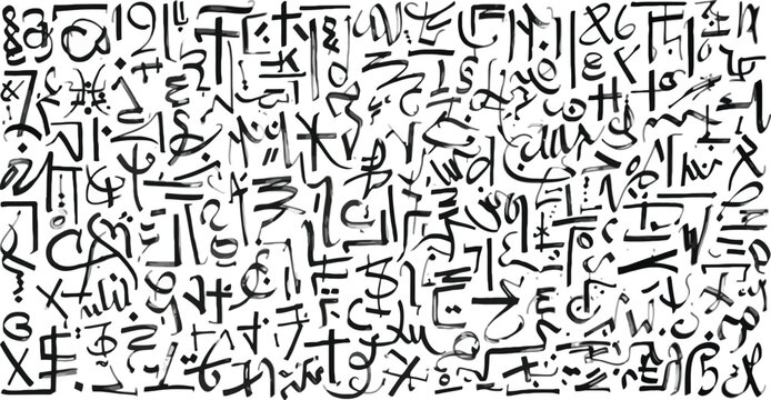 Abstract black scribble texture pattern with chaotic hand drawn lines on white background