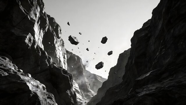 Rocks falling in a canyon