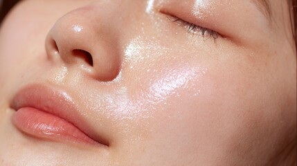 Fototapeta premium Close-up of Soft Glowing Skin with Natural Shine