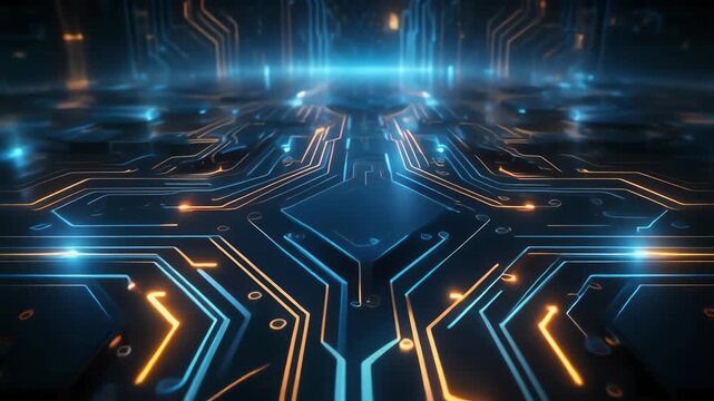 Circuit Futuristic Neon Circuit Board Motion Background Loop
