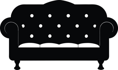 Naklejka premium Sofa a deep buttoned quilted leather silhouette.