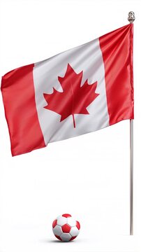soccer ball with canadian flag on white background &ndash; concept for world cup and mls