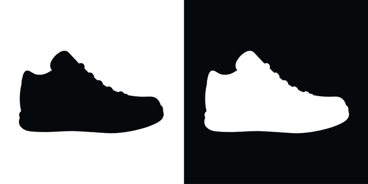 Running shoe silhouette vector, black athletic sneaker icon, minimalist sport footwear, sneaker silhouette