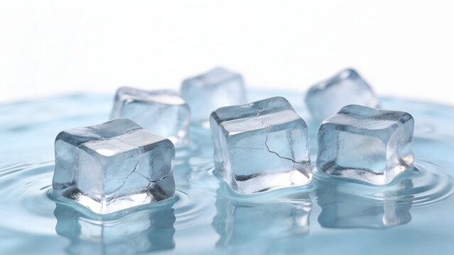 Ice cubes in water