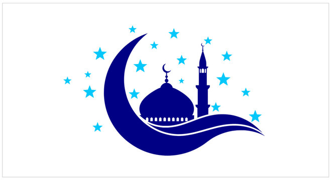 Religious building vector with decorative moon and star symbols