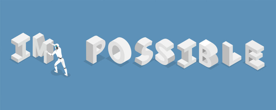 3D Isometric Flat Vector Illustration of Making The Impossible Possible With AI, Advancement Of Technology Concept In Modern Society