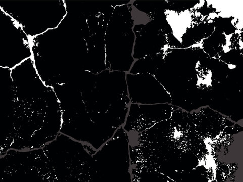 Abstract grunge vector black and white background with cracks