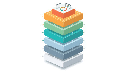 Fototapeta premium Isometric Layered Workflow System Illustration Vector Graphic Design for Business Process and Data Flow Concepts
