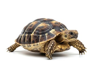 Obraz premium Graceful desert tortoise with intricate shell patterns isolated on white background