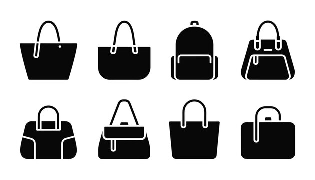 Vector handbags purses stylish collection of tote bags backpacks and shoulder bags