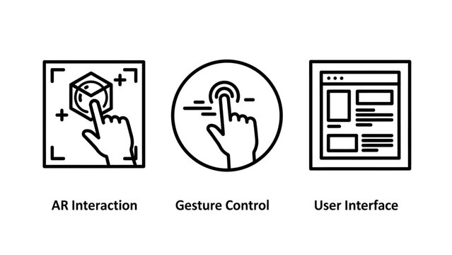 Augmented reality interaction gesture control user interface icons with web page line art interaction interface application technology communication computer electronic software multimedia