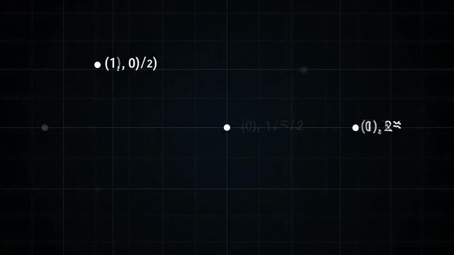 Visualization of a trigonometric graph with coordinate points on a black background with a grid in 4K resolution.