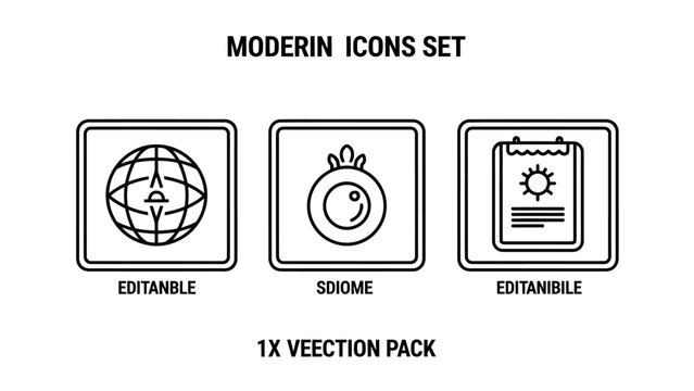 Modern business and science icons pack featuring global network biological cell and sun calendar symbols editable internet microscopic calendar schedule planning clipboard management graphics