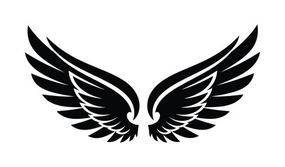 Obraz premium Black and white illustration of stylized wings spread wide