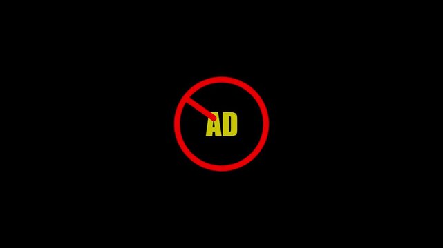 . ad not allowed icon animation.No ad crossed out mark color icon animation.