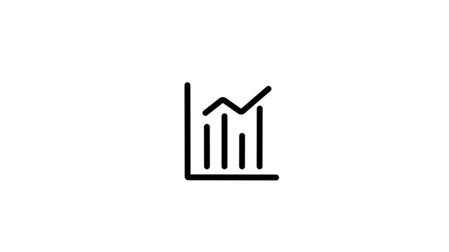 Business growth graph icon animation on white background Financial diagram on white background for market trends and data analysis.4k video..
