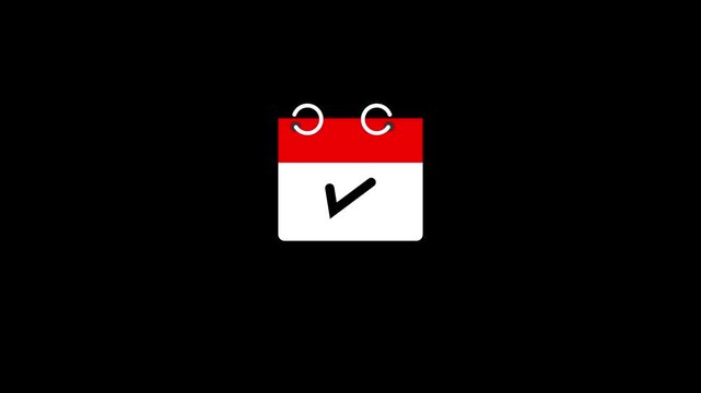 animation of calendar line icon with check mark sign.