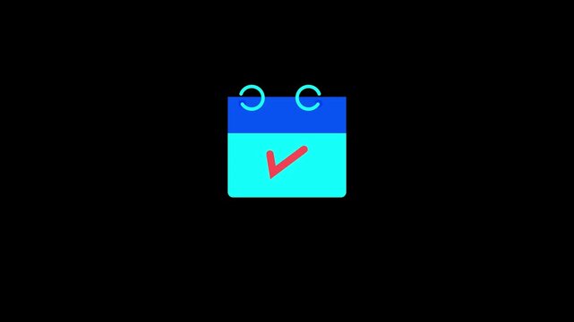 animation of calendar line icon with check mark sign.