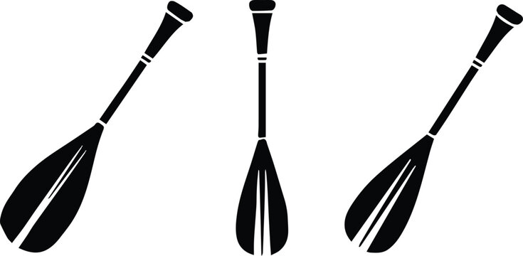 paddle canoe and kayak silhouettes vertical layout vector