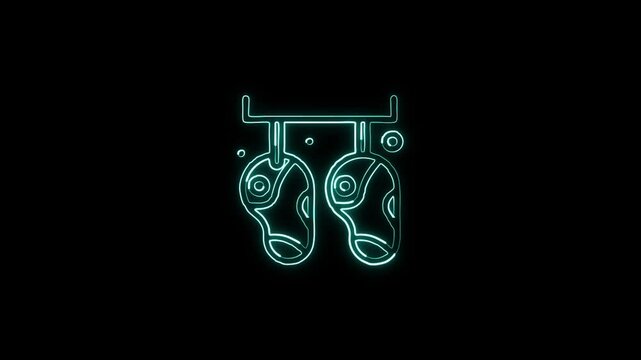 Glowing neon line hang icon with swinging rope animation. Hanging symbol animation HD video isolated on black background