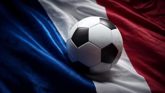 france football nation. french flag waving with soccer ball