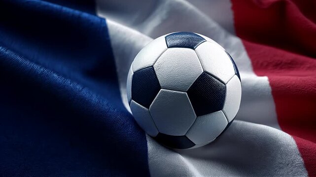 france football nation. french flag waving with soccer ball