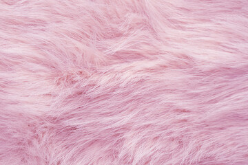 Fototapeta premium Detailed close up of soft delicate luxurious fluffy light pink faux fur fabric texture surface