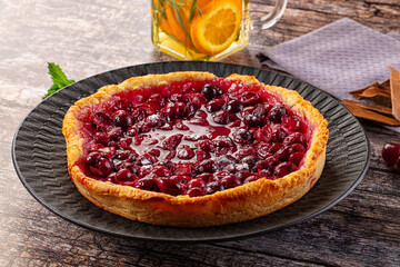 Tasty homemade pie with cherry