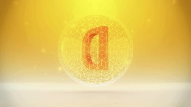 Glowing 3d animation of vitamin d inside a yellow protective sphere
