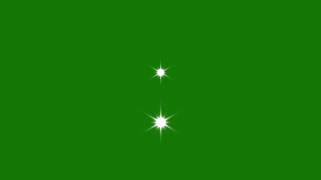 Twinkling star, vector glowing star light effect, glow twinkle movement timeline, energy explosion video, glitter sparkle twinkling star animation, night sky on green screen background. 4K
