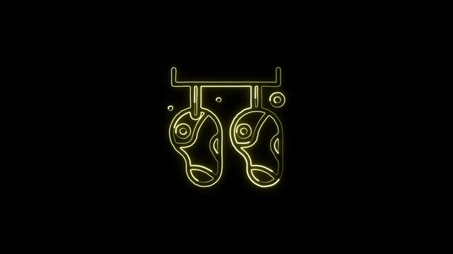 Glowing neon line hang icon with swinging rope animation. Hanging symbol animation HD video isolated on black background