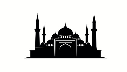 mosque silhouette with domes and minarets high quality © Sujon