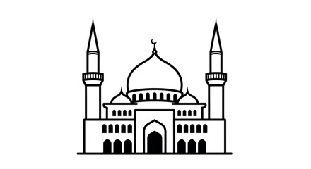 mosque silhouette with domes and minarets high quality © Sujon