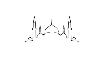 mosque silhouette with domes and minarets high quality © Sujon